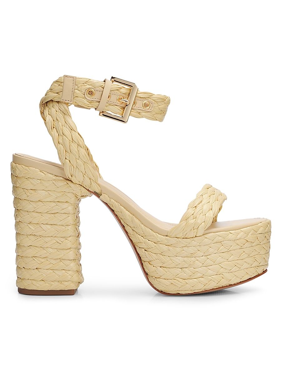 Women's Ayana 120MM Leather Platform Sandals - Palha Natural Nibs - Size 11