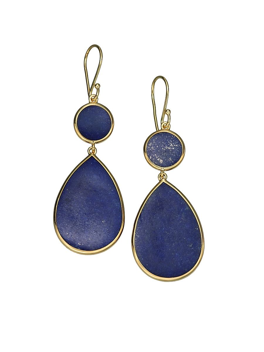 Women's Polished Rock Candy Lapis & 18K Yellow Gold Snowman Drop Earrings - Gold Lapis