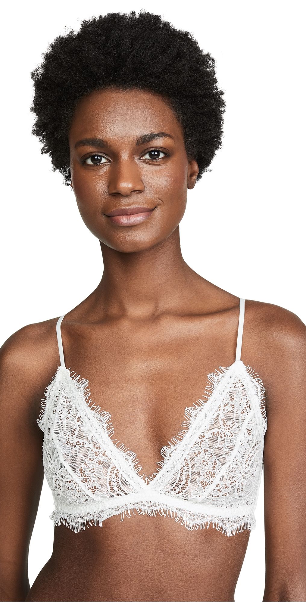 ANINE BING Lace Bra With Trim Ivory M