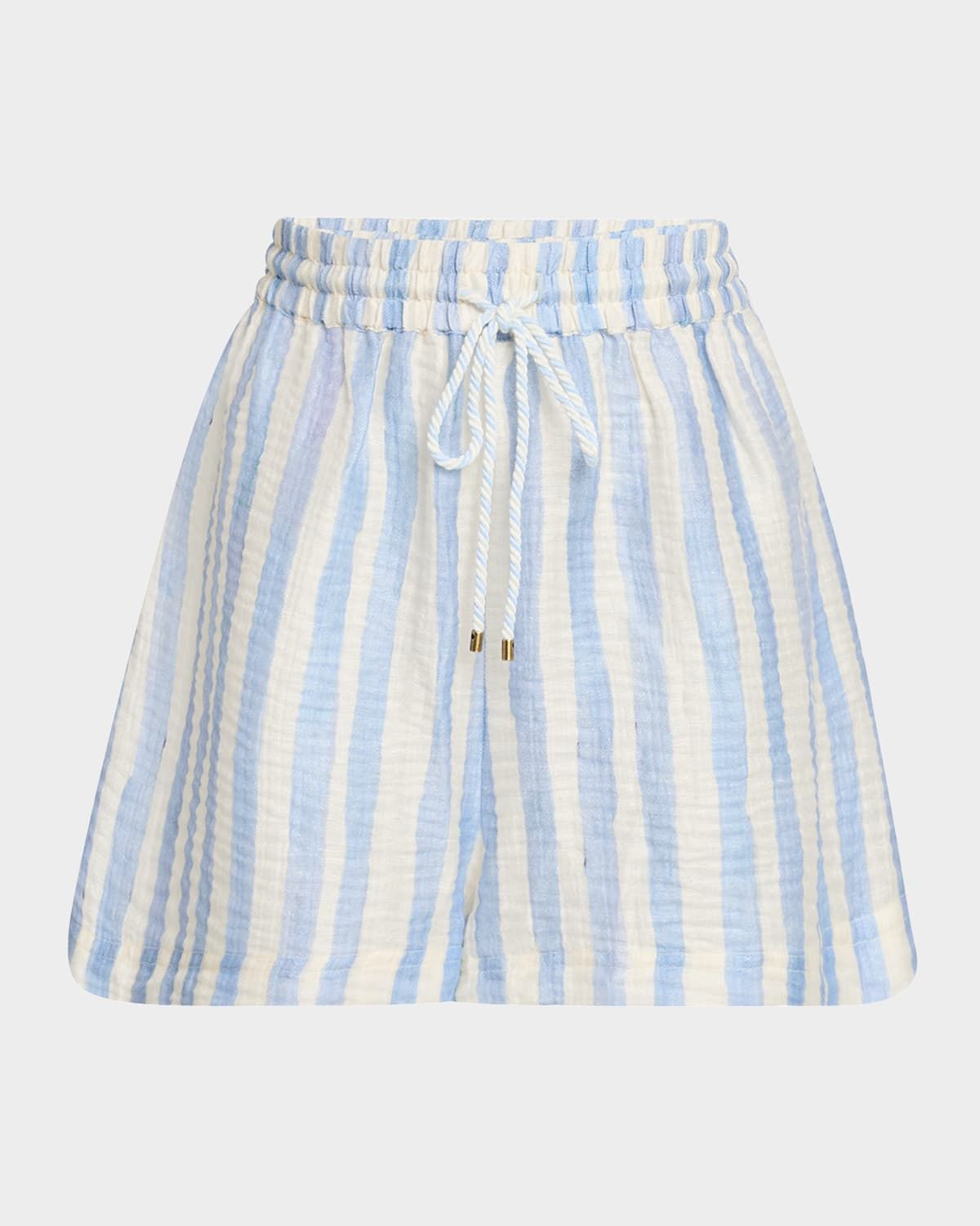 Ana Striped Wide-Leg Beach Shorts