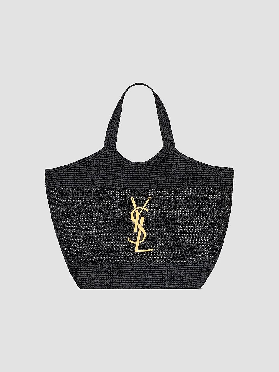Saint Laurent Women's Icare Tote Bag in Raffia - Black
