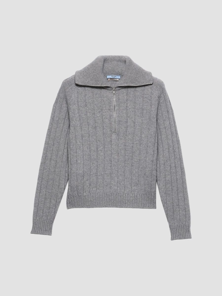 Prada Women's Re-Cashmere Polo Sweater - Grey - Size 6