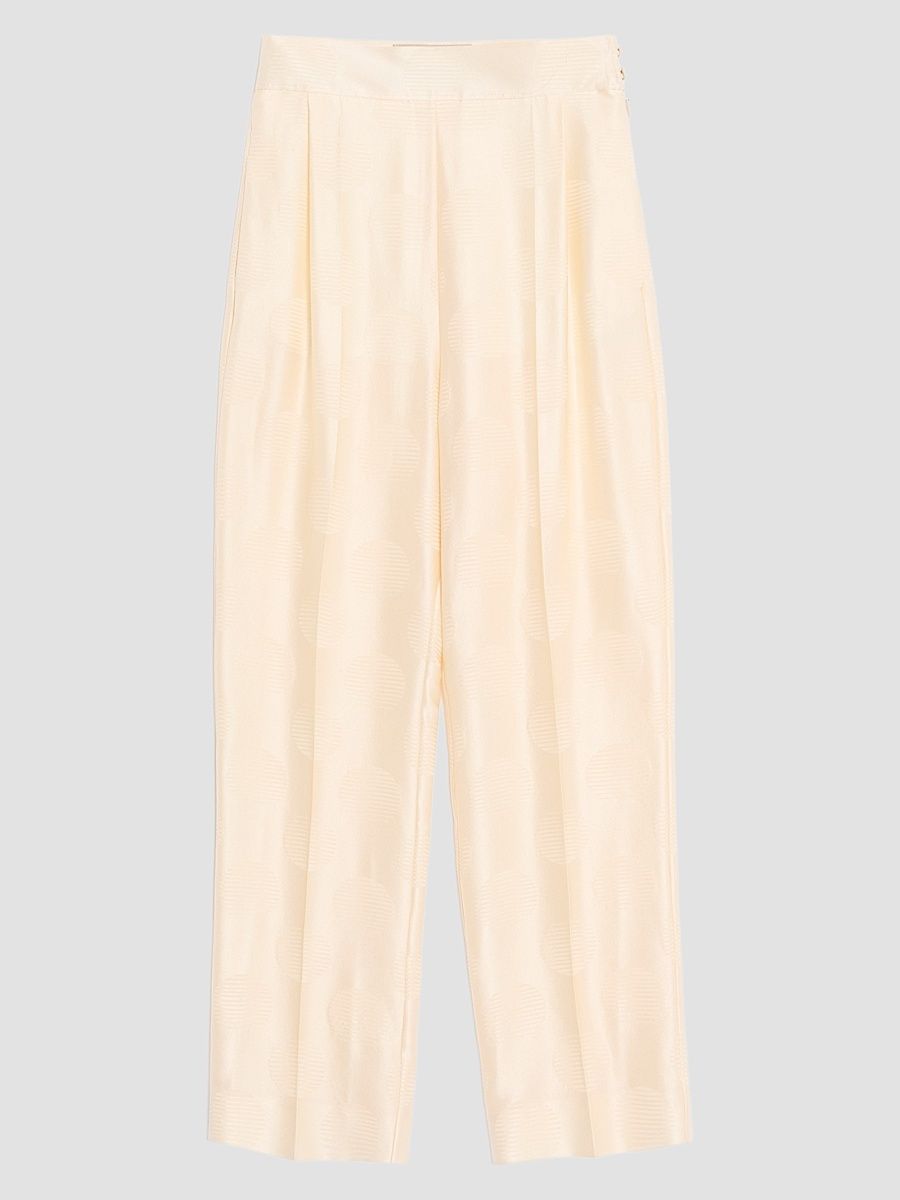 Women's Plus De Pois Striped Polka Dot Jacquard Trousers - Ivory - Size 4