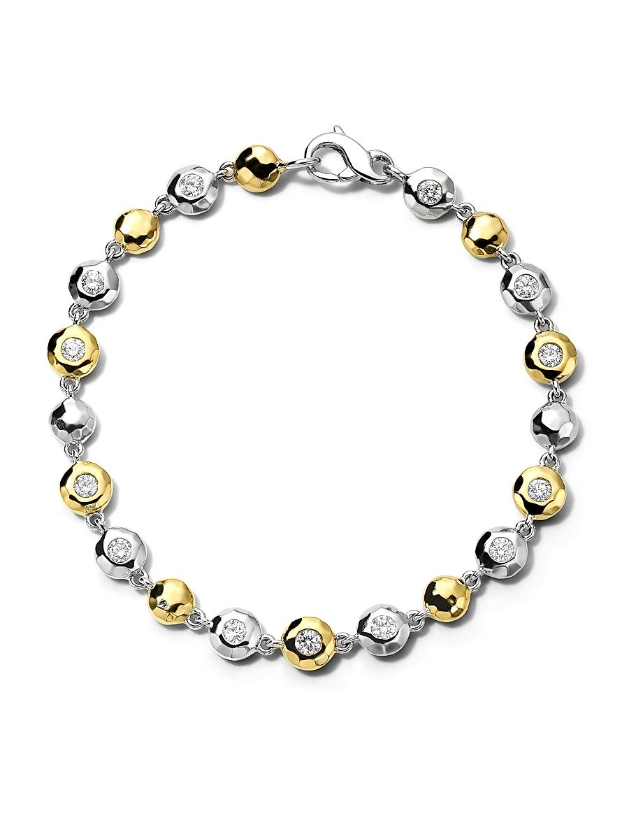 Women's Chimera Sterling Silver, 18K Yellow Gold, & Diamond Bracelet - Silver - Size 2