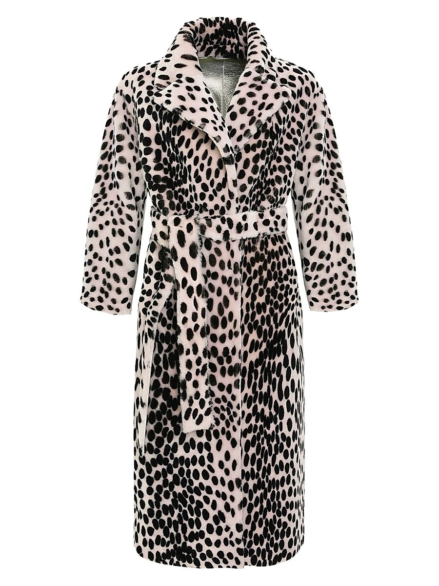 Women's Reversible Select Shearling Lamb Coat - Beige Spotted - Size Large