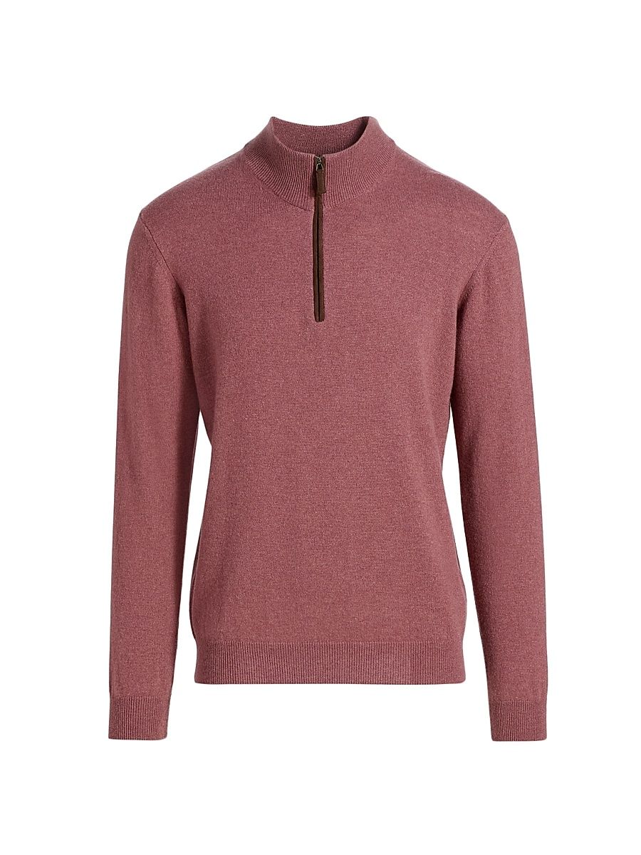 Men's COLLECTION Cashmere Quarter-Zip Sweater - Grey - Size XXL