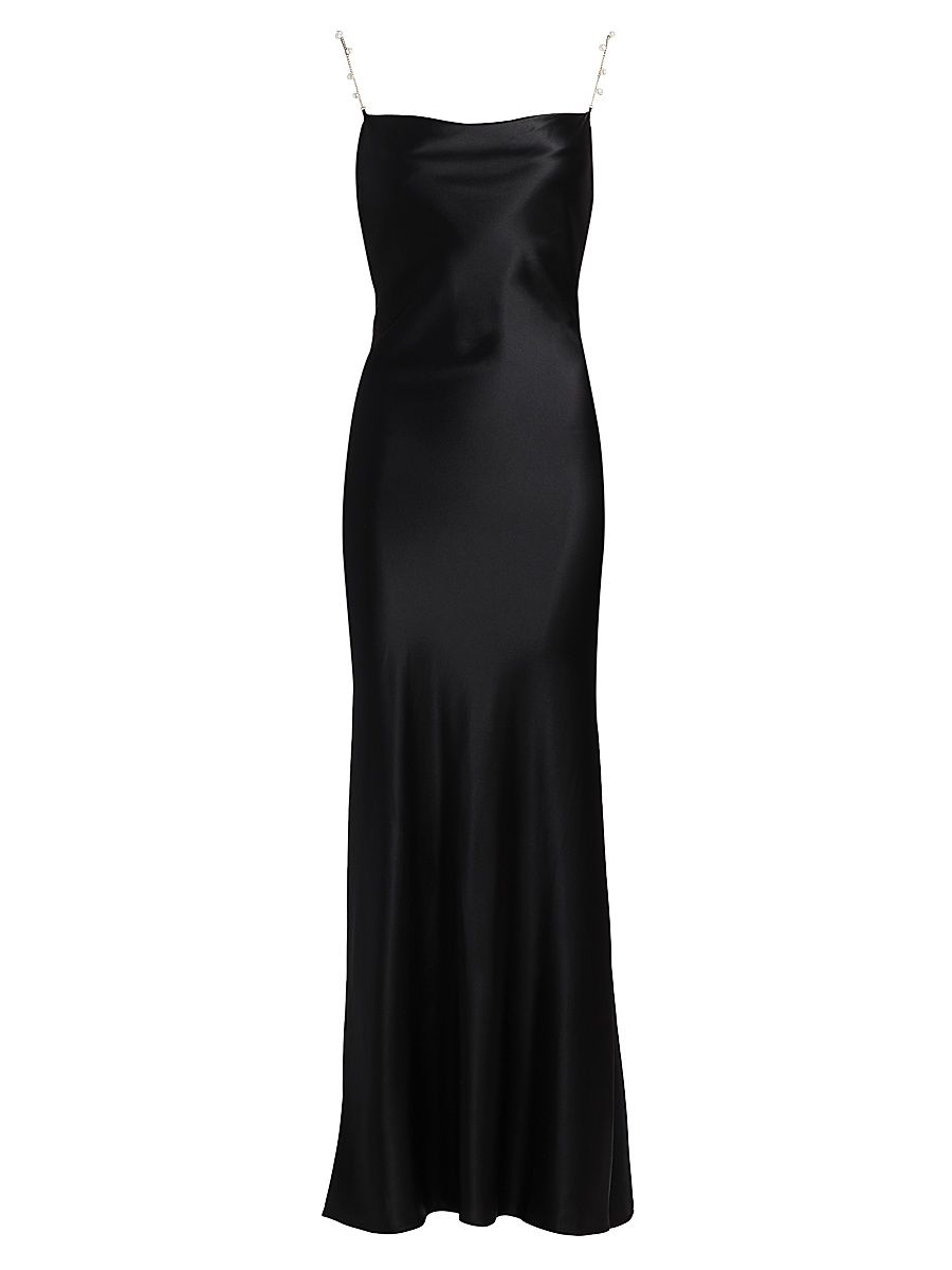 Women's Shallon Embellished-Silk Slip Gown - Black - Size XL