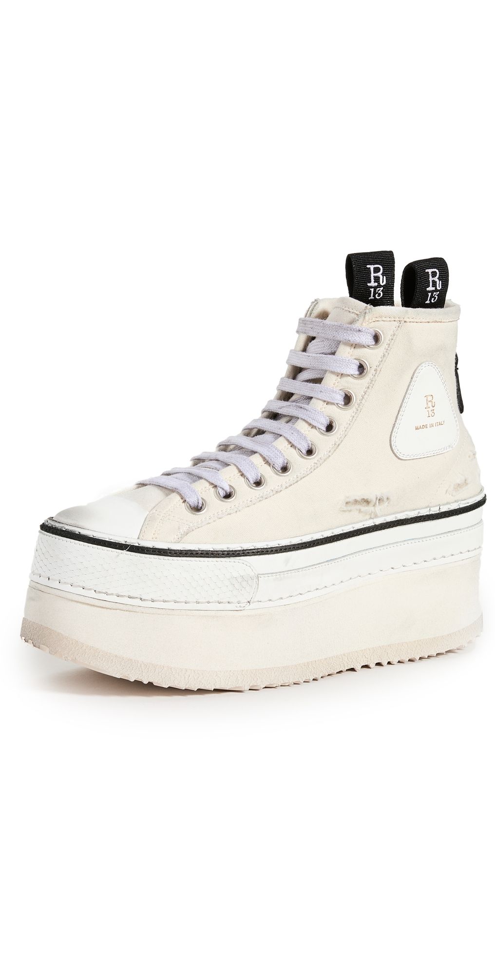 R13 Platform High Top Sneakers Ecru 42