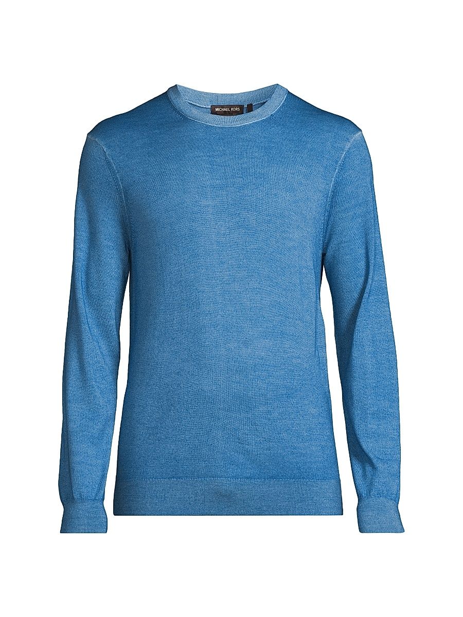 Men's Merino Wool Crewneck Sweater - French Blue - Size Large