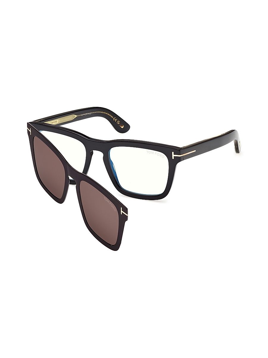 Women's 55MM Blue Block Square Optical Eyeglasses - Black