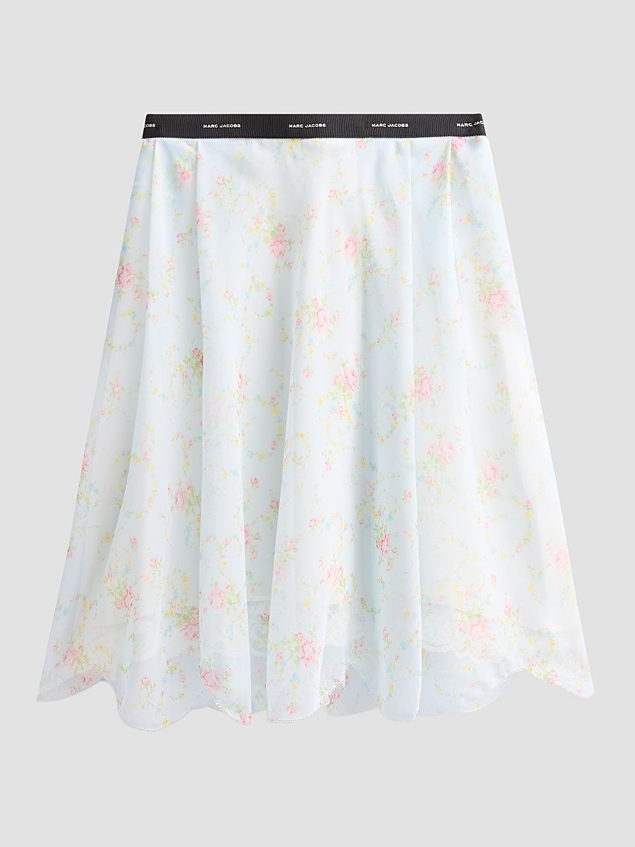 Women's Blurred Floral Chiffon Skirt - Blue Mist Multi - Size XS