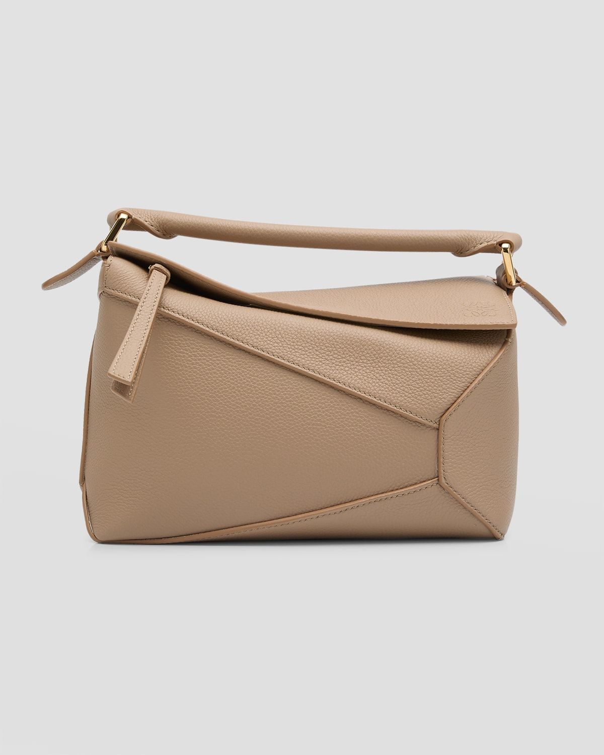 Puzzle Edge Small Top-Handle Bag in Grained Leather