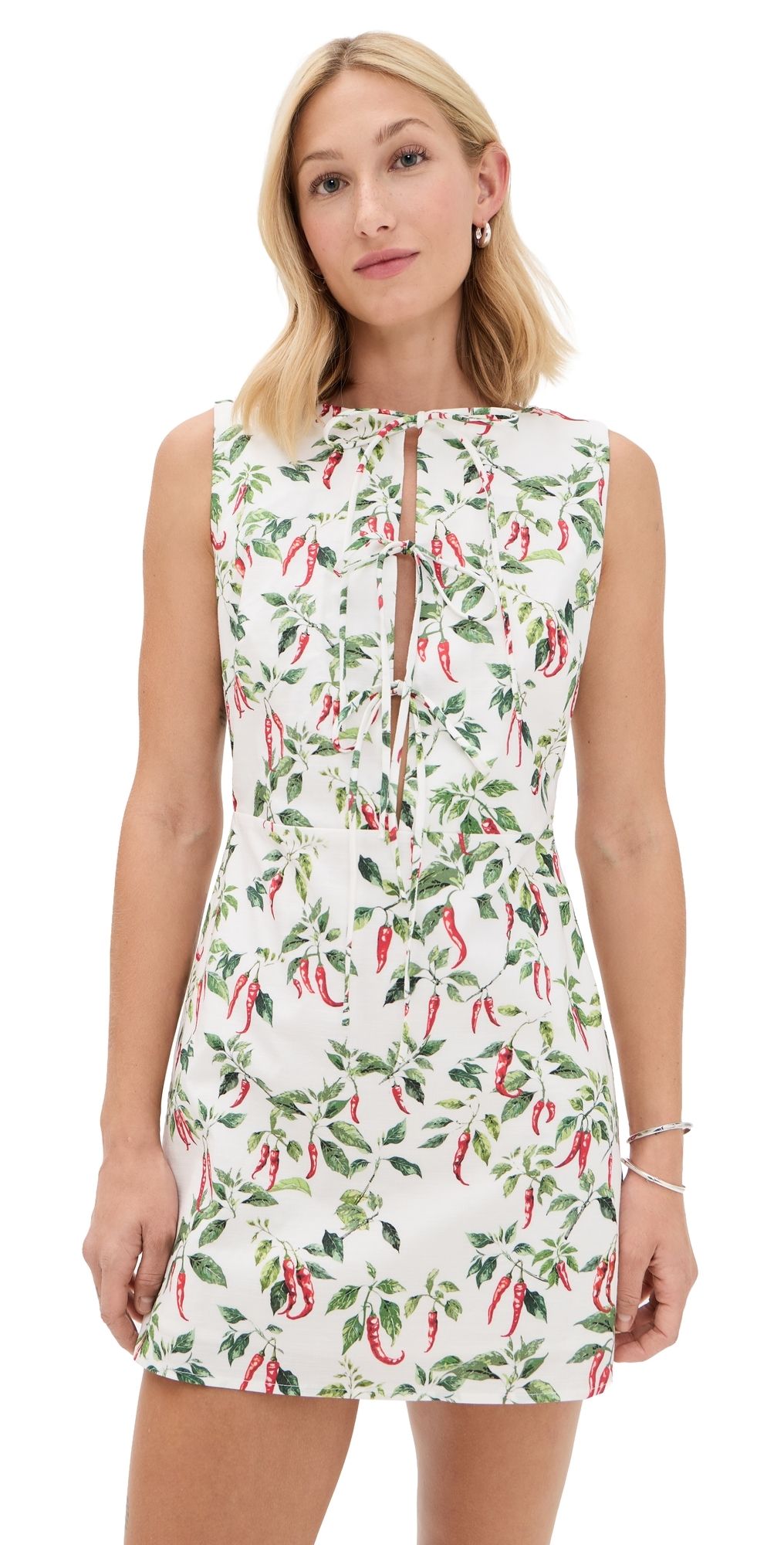 Another Girl Chili Print Tie Front Mini Dress Multi S