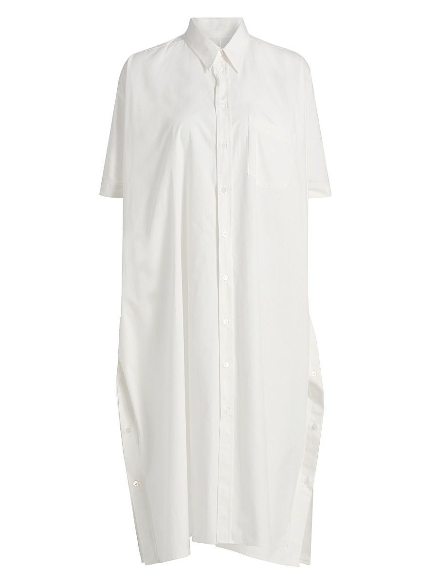 Women's Cotton Midi-Shirtdress - Off White - Size 10