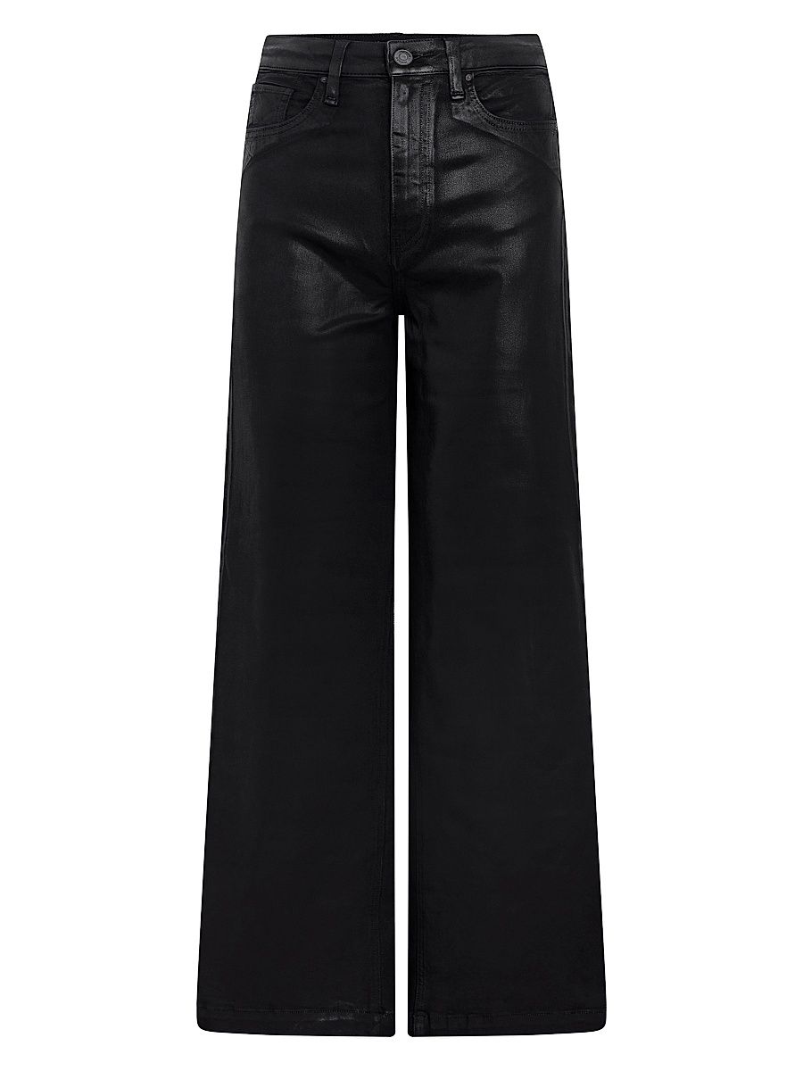 Women's Jodie Coated-Denim High-Rise Wide-Leg Jeans - Coated Black Beauty - Size 27