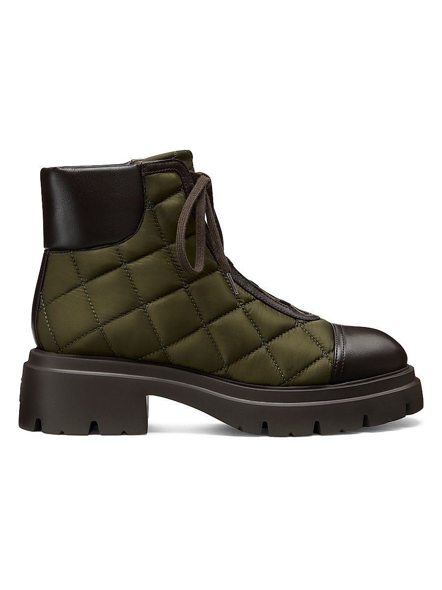 Women's Hudson 50MM Quilted Boots - Olive Ebony - Size 8.5