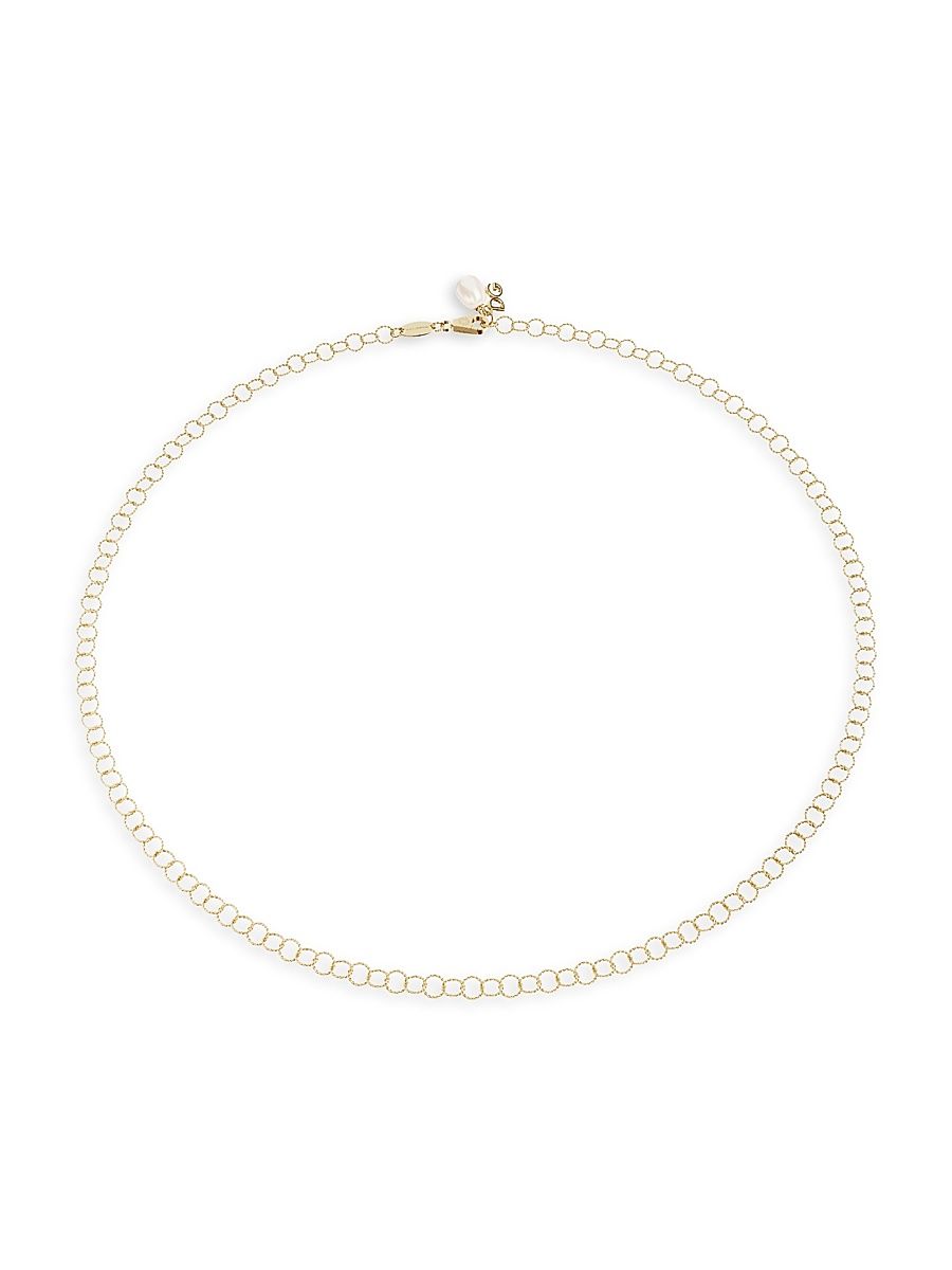 Women's 18K Gold & Pearl Cable Chain Necklace - Yellow Gold