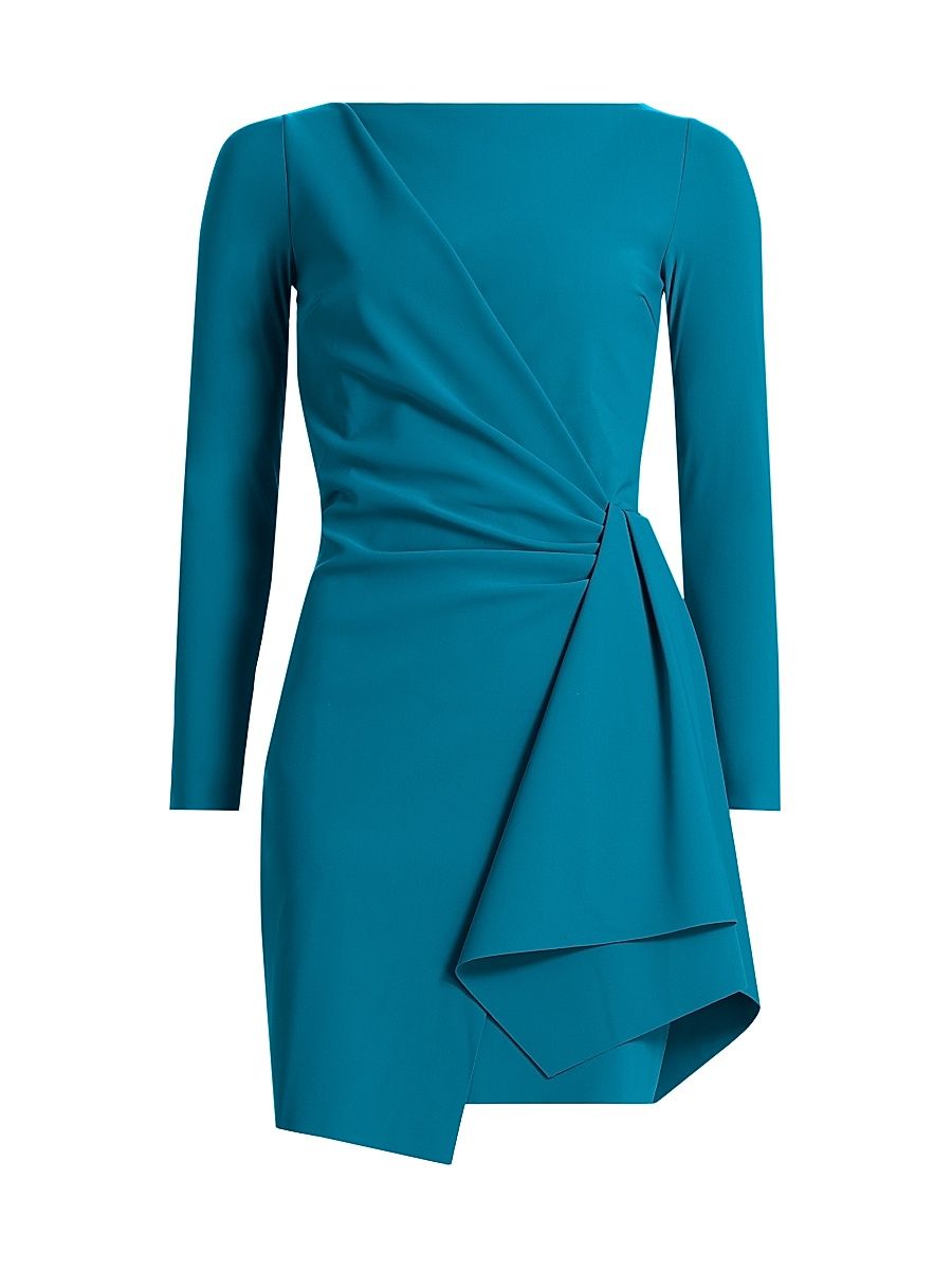 Women's Pariza Gathered Cocktail Minidress - Teal Blue - Size 6