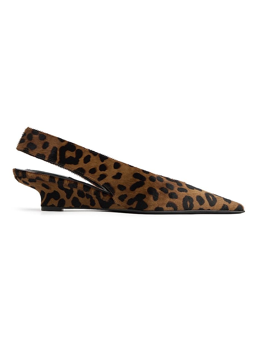 Women's 40MM Printed Pony Hair Slingback Pumps - Leopard - Size 7