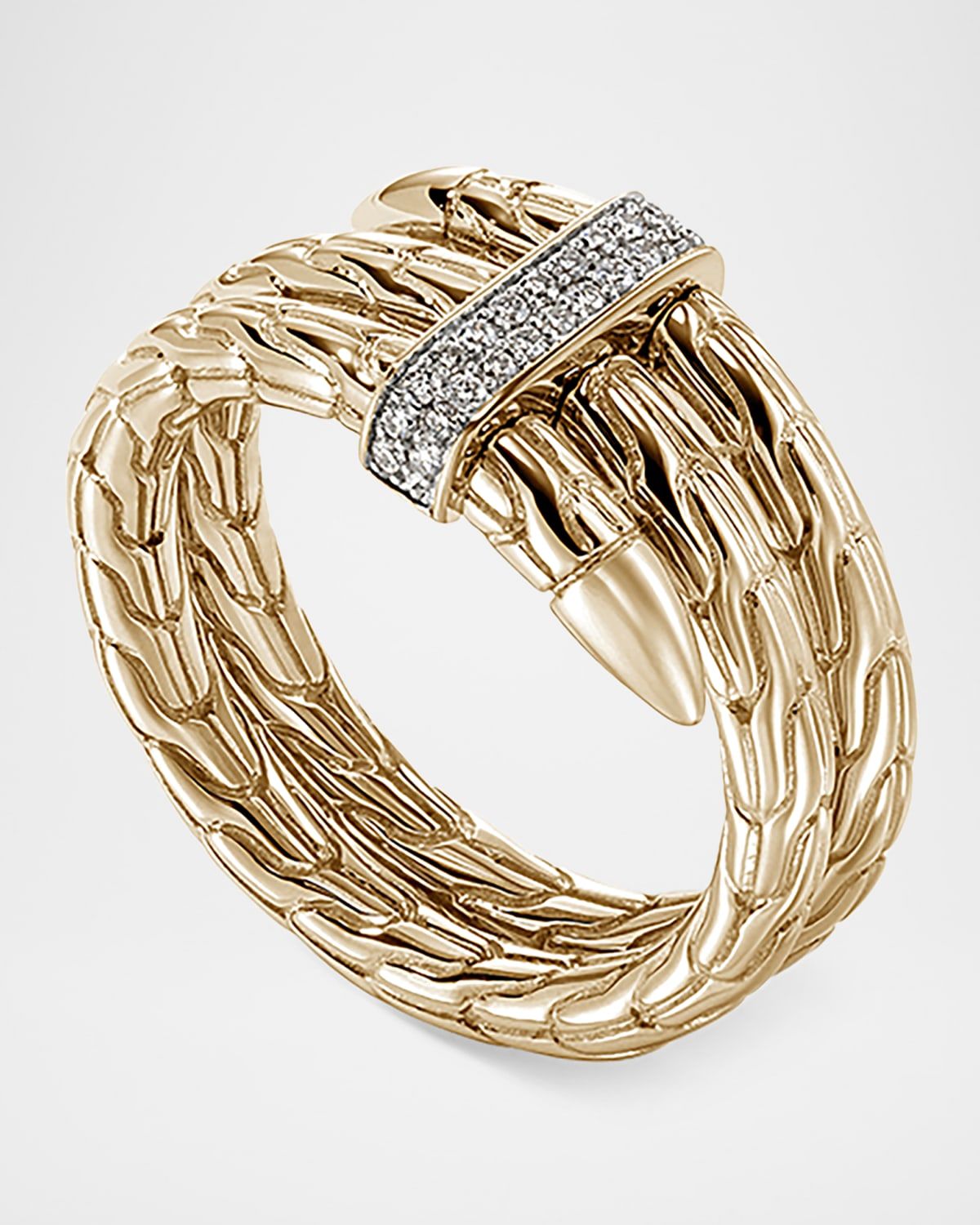 14K Yellow Gold Diamond Pave Spear Ring, Wide