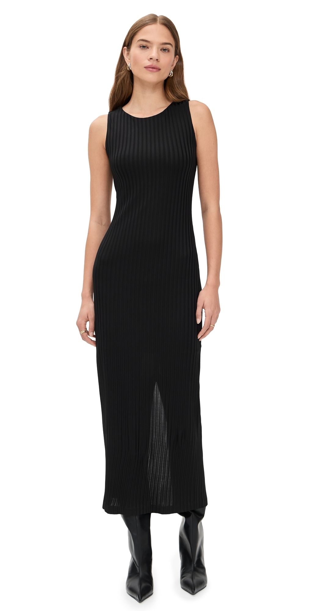 rag & bone Natalia Boat Neck Midi Dress Black M