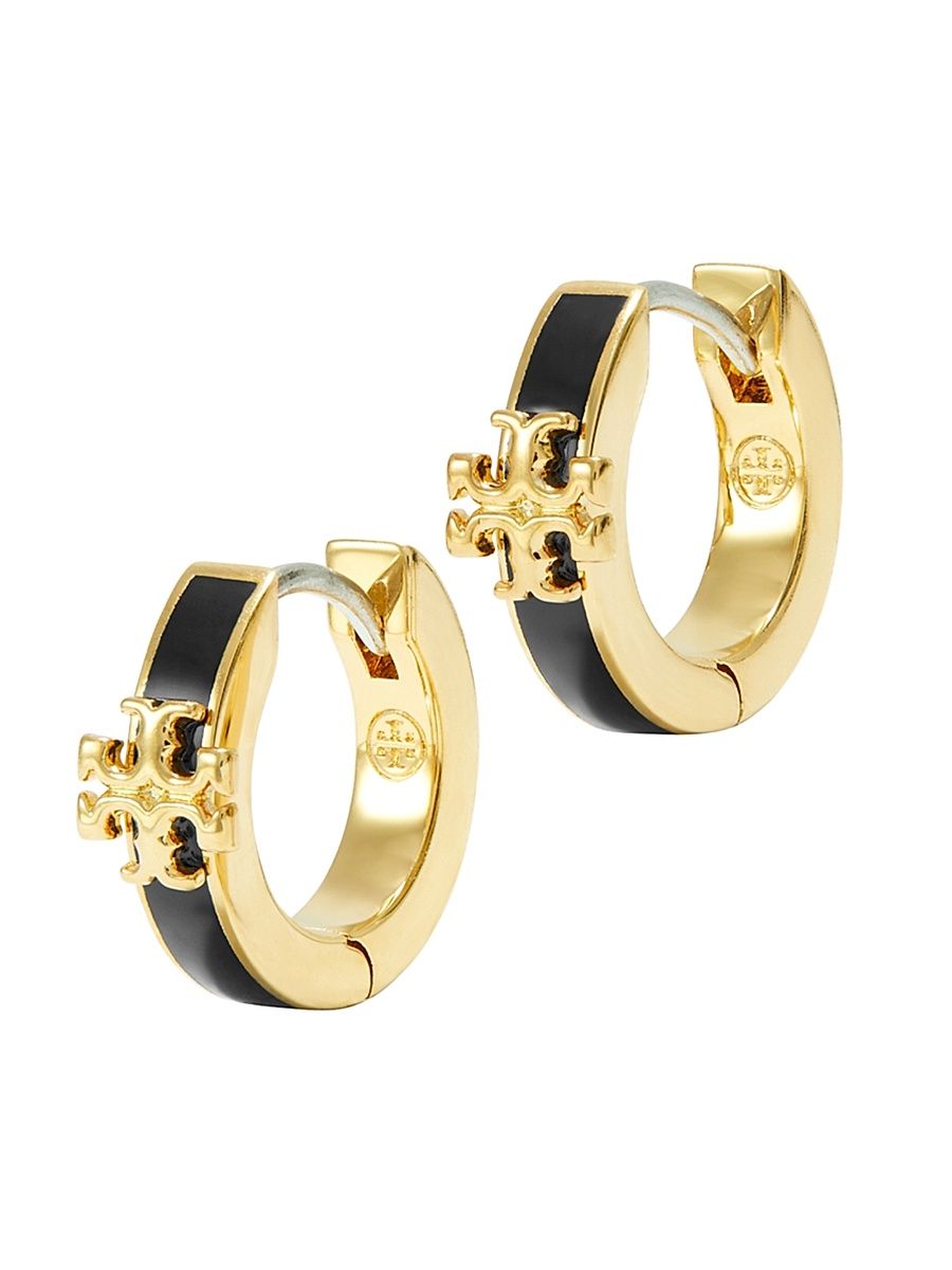 Women's Icon Enamel Huggie Earrings - Tory Gold Black