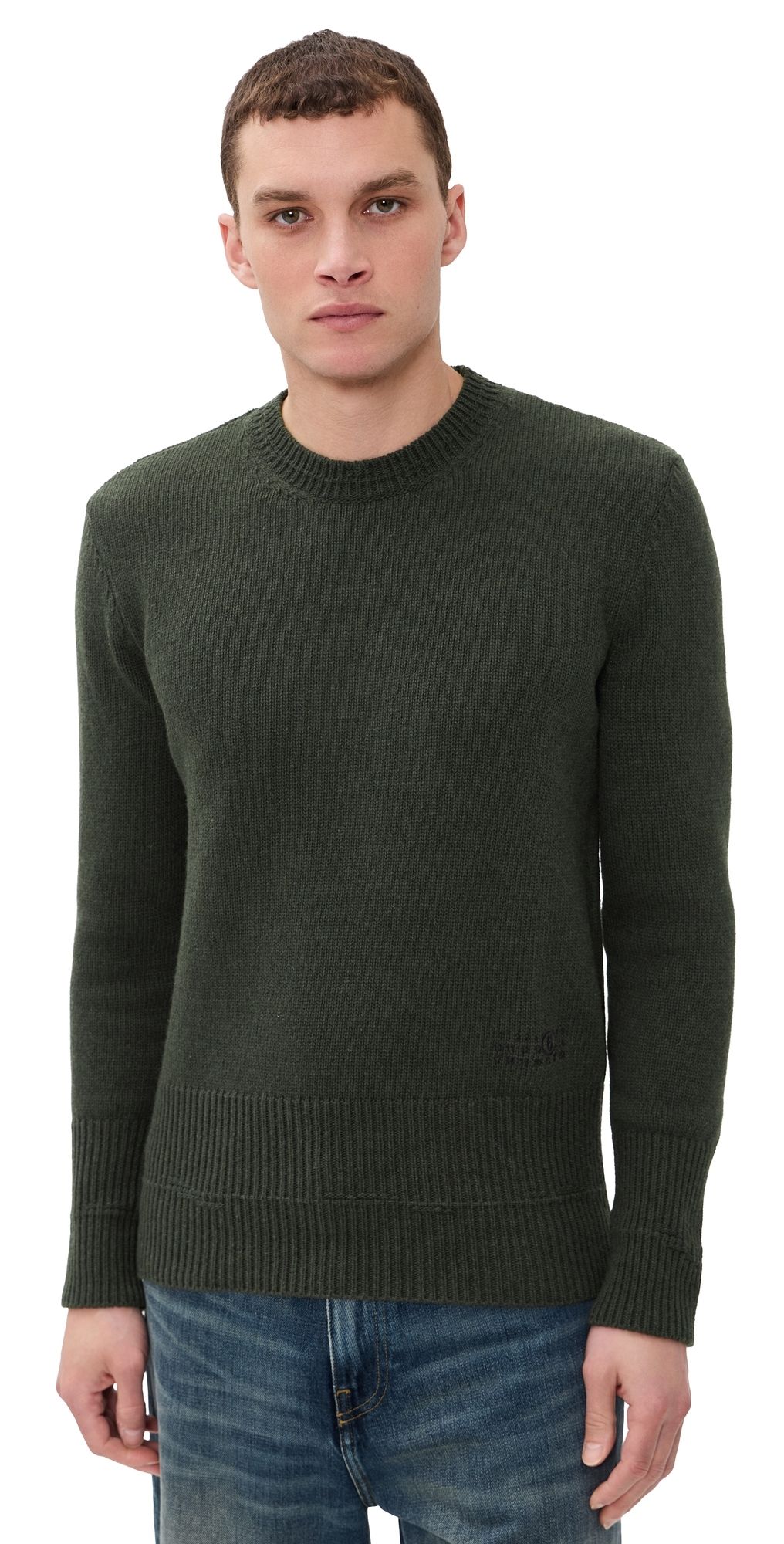 MM6 Maison Margiela Double Hem Crewneck Sweater Khaki S