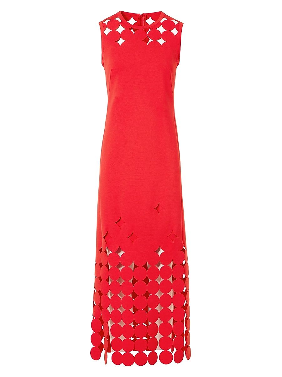 Women's Dot Cut-Out Jersey Midi-Dress - Bright Red - Size 14