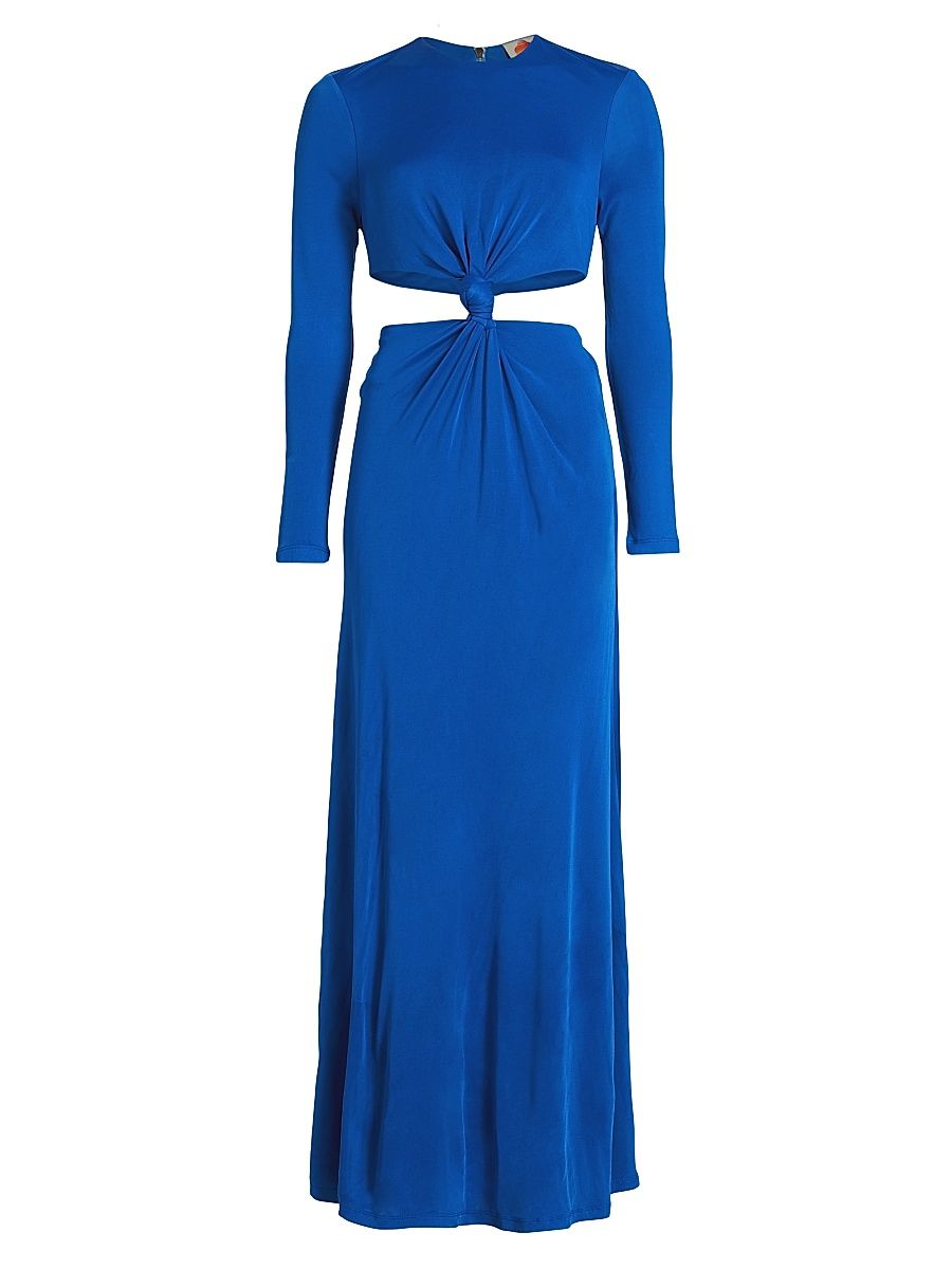 Women's Knotted Cut-Out Maxi Dress - Medium Blue - Size XXS