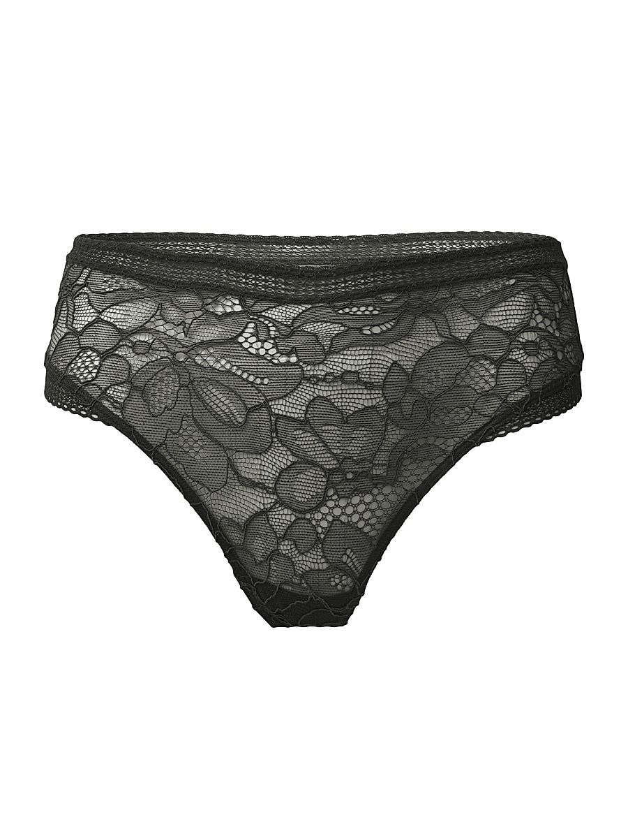 Women's High-Rise Floral Lace Thong - Black - Size Small