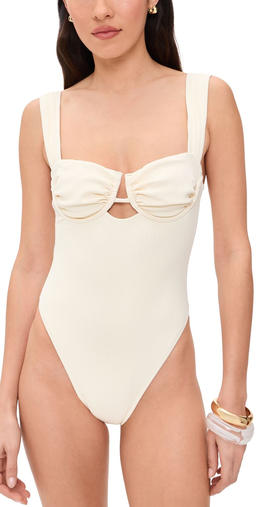 Montce Ribbed One-Piece Cream Rib L