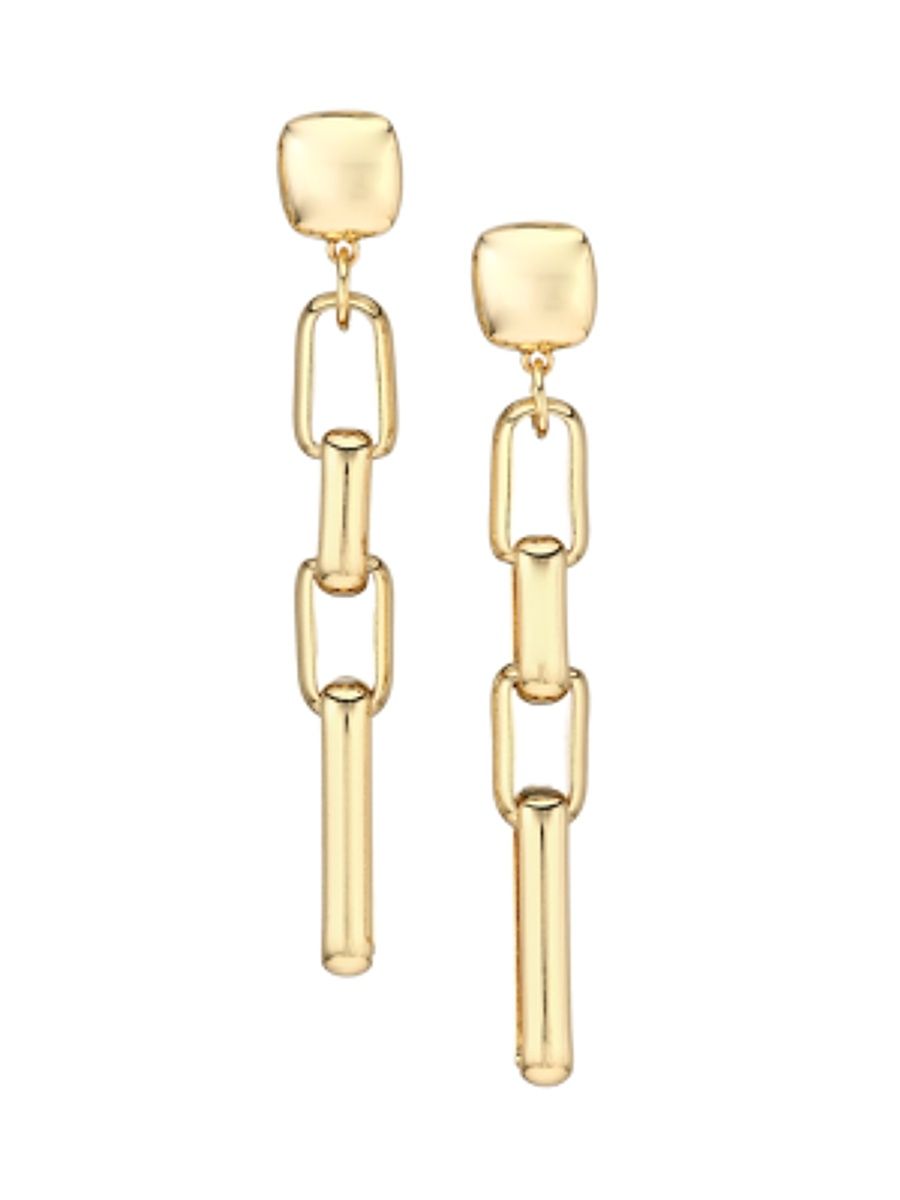 Women's 18K Goldplated Rectangular-Link Drop Earrings - Gold