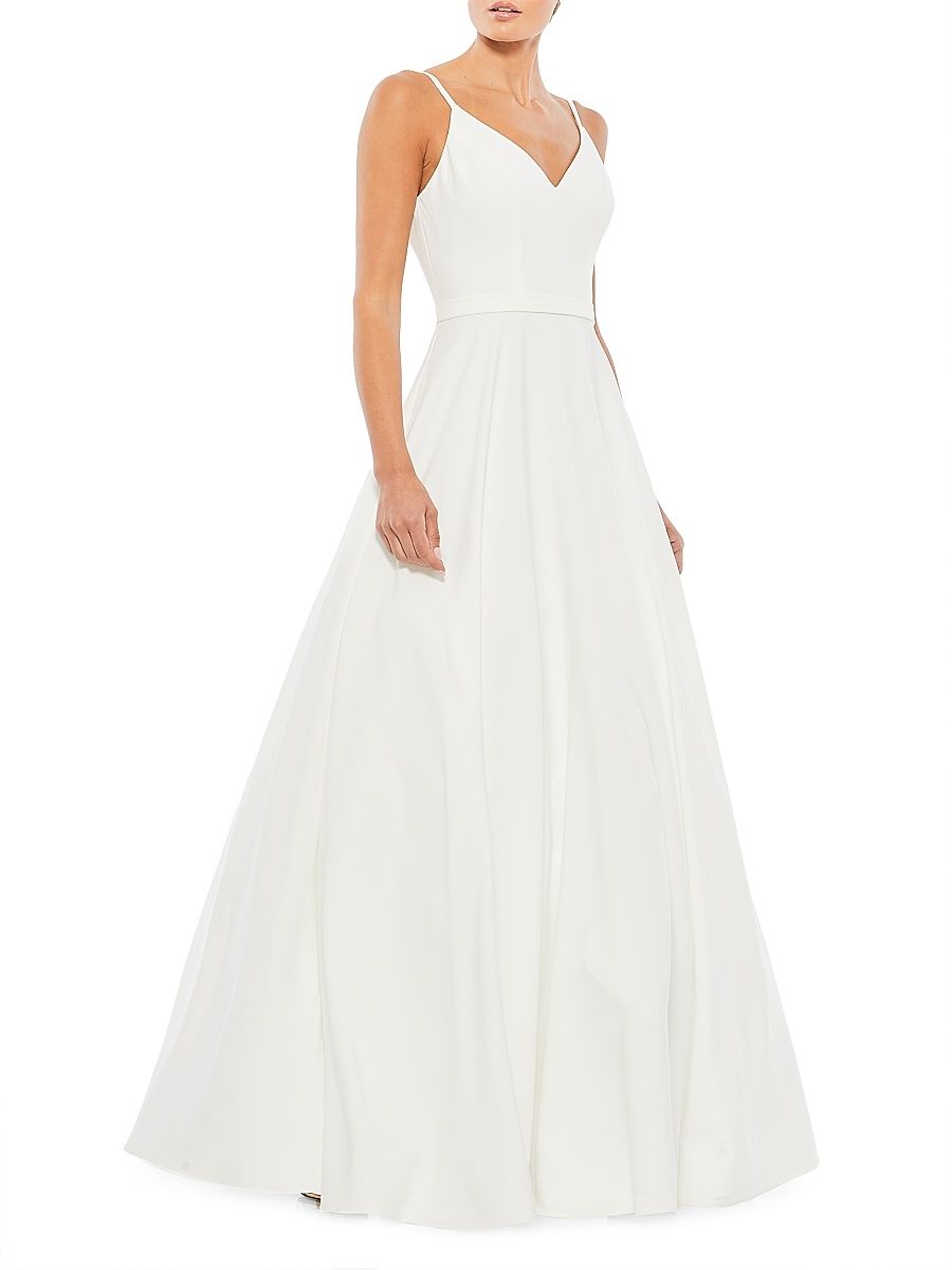 Women's Classic Taffeta A-Line Gown - White - Size 16