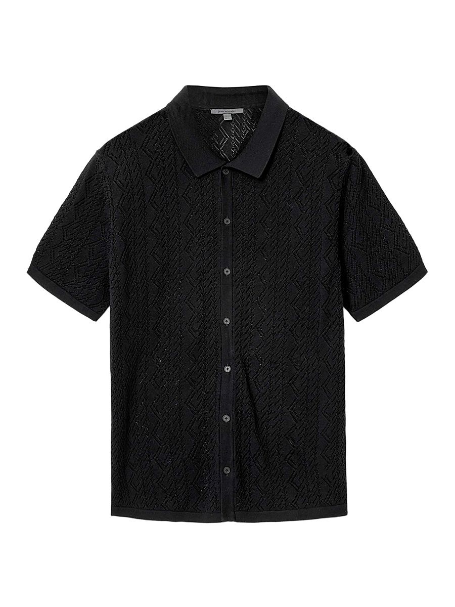 Men's Emil Pointelle Sweater Shirt - Black - Size XL