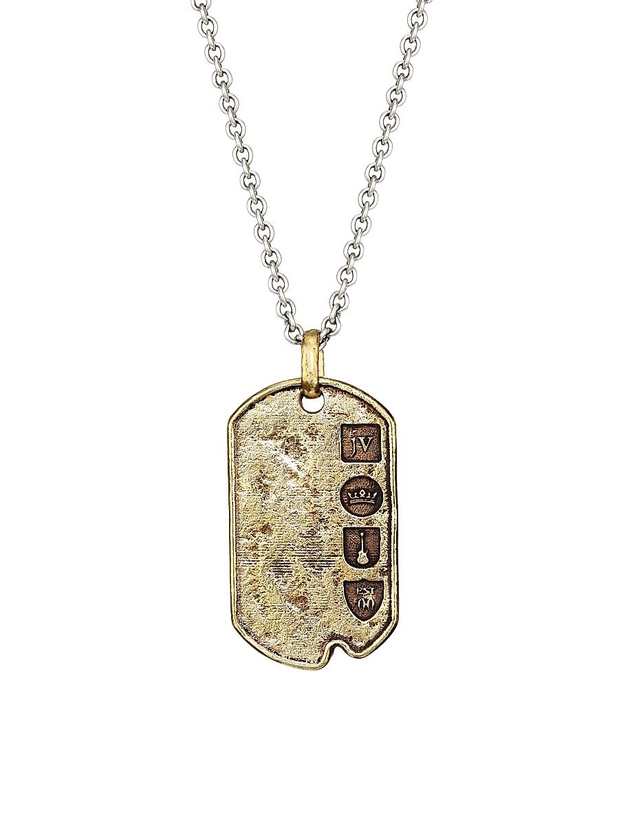 John Varvatos Men's Artisan Metals Sterling Silver & Brass Pendant Necklace - Brass - Size 24