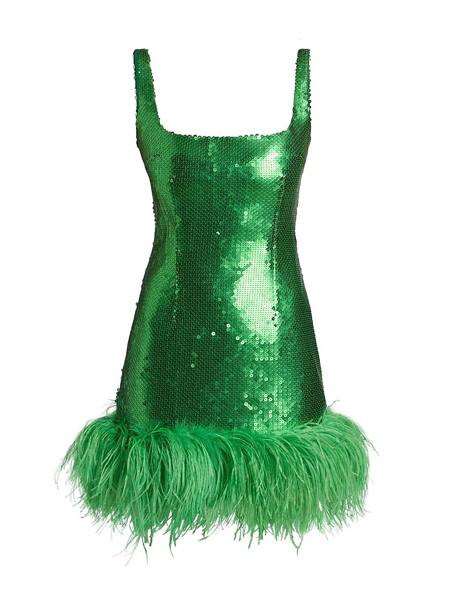 Women's Sior Feather-Trimmed Sequined Minidress - Giada - Size 2