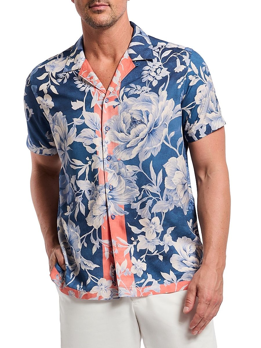 Men's Malta Floral Woven Shirt - Navy - Size XL