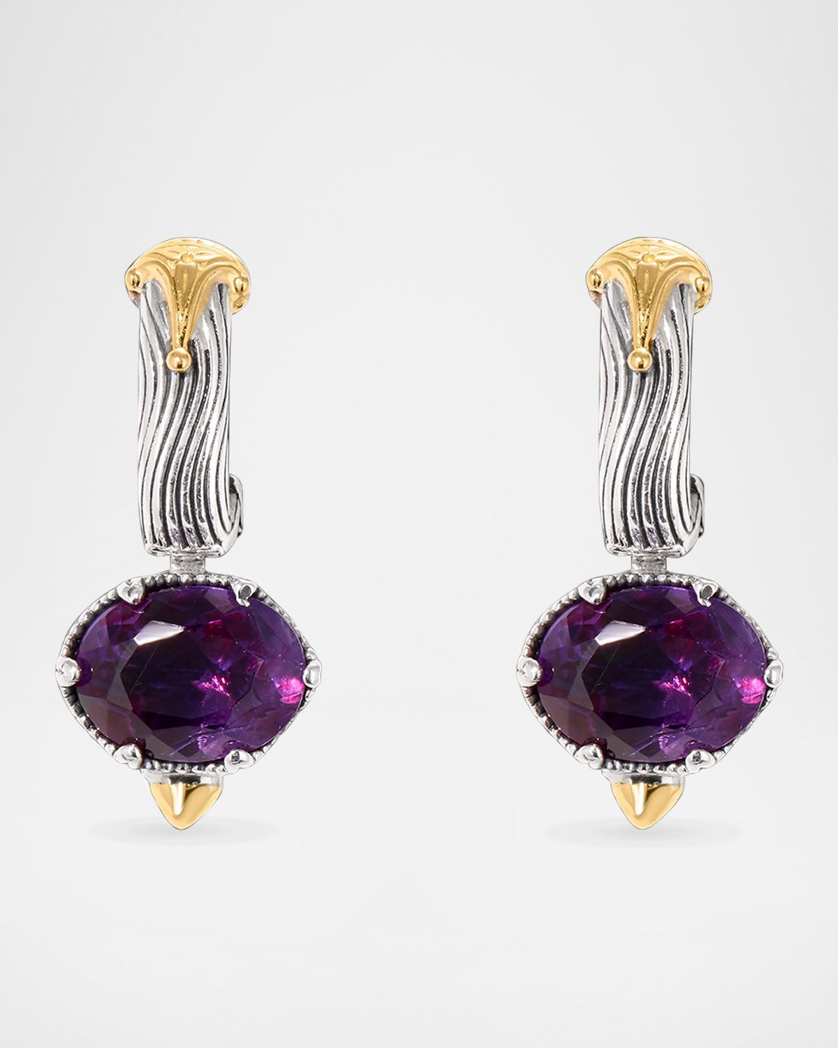 Kyma Silver and Gold Amethyst Faceted Earrings
