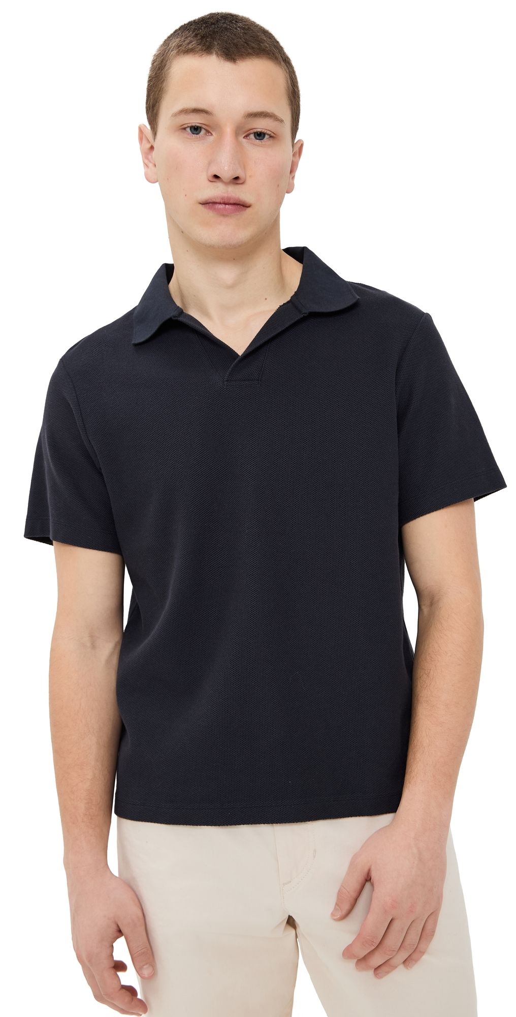 FRAME Short Sleeve Jacquard Polo Dark Navy S