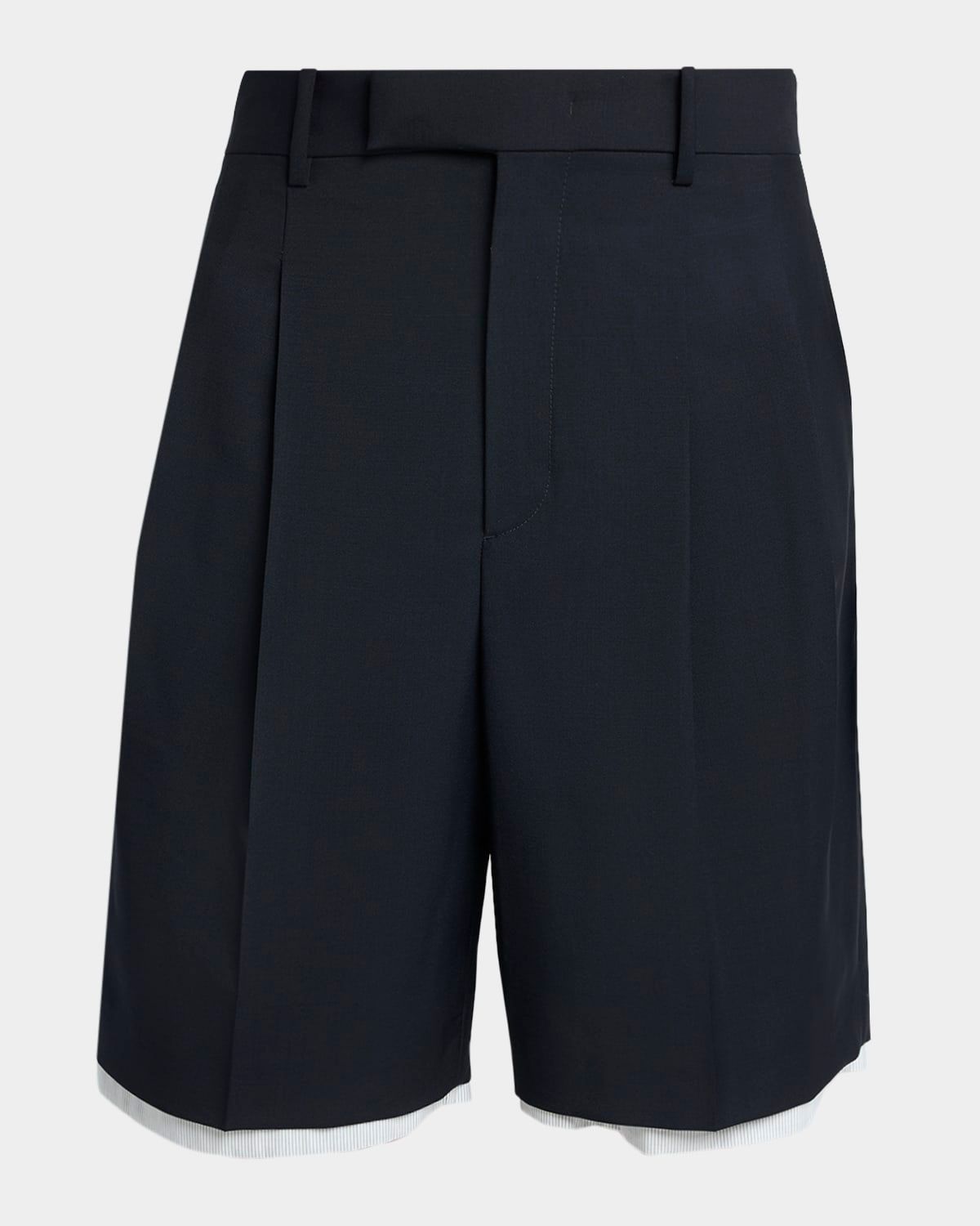 Men & apos;s Wool-Mohair Trouser Shorts