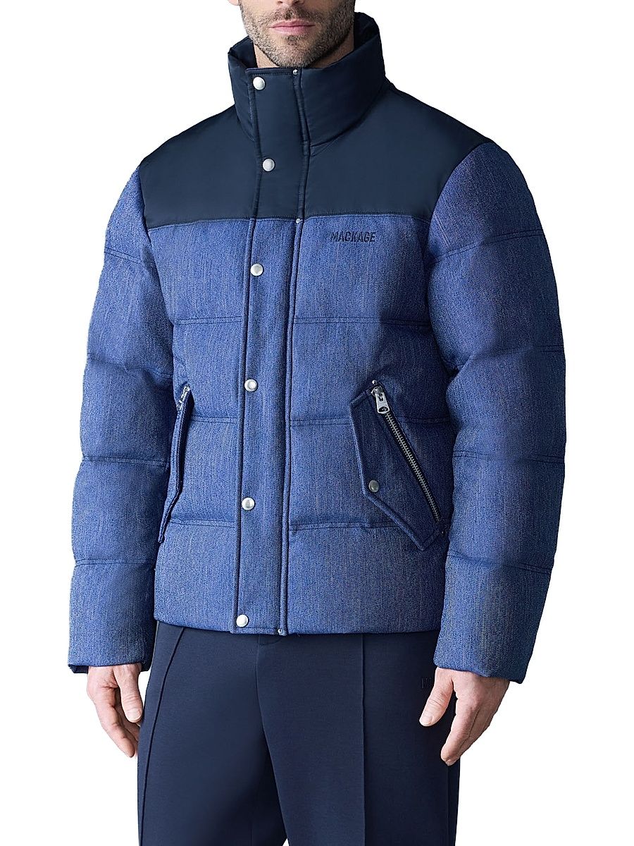 Men's Everett-DNM Quilted Down Jacket - Medium Denim - Size 46
