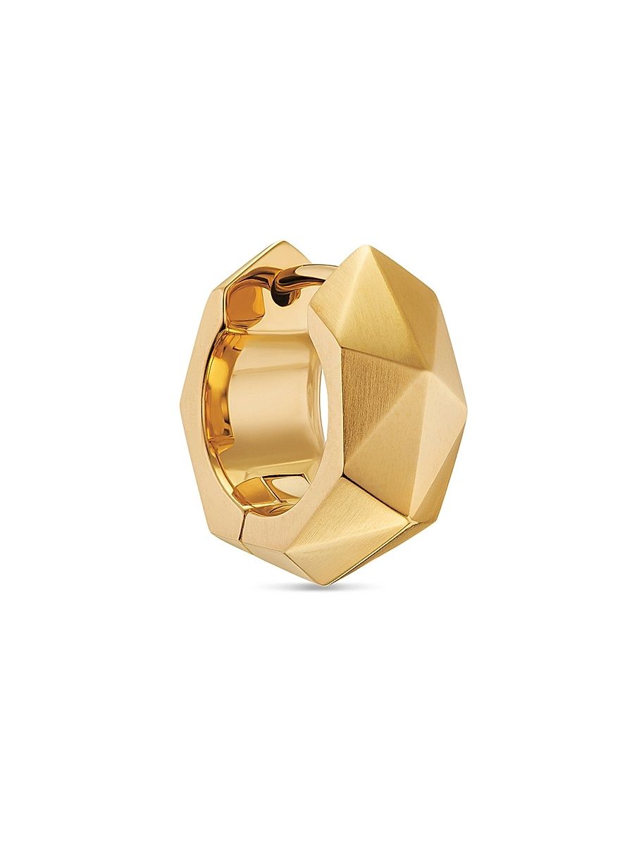 Men's Faceted Hoop Earrings in 18K Yellow Gold, 14.5MM - Gold