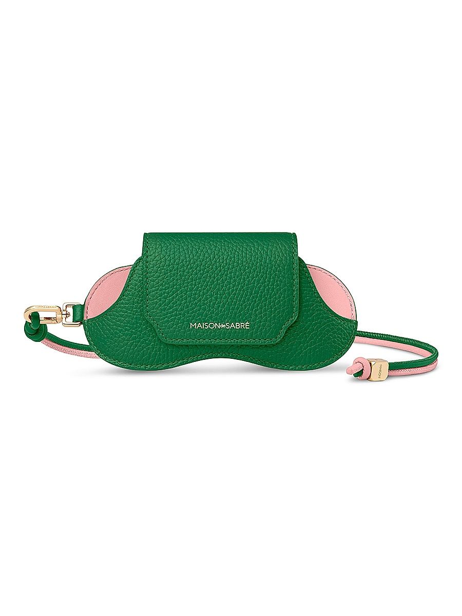 Women's Leather Sunglasses Sling Case - Emerald Lily