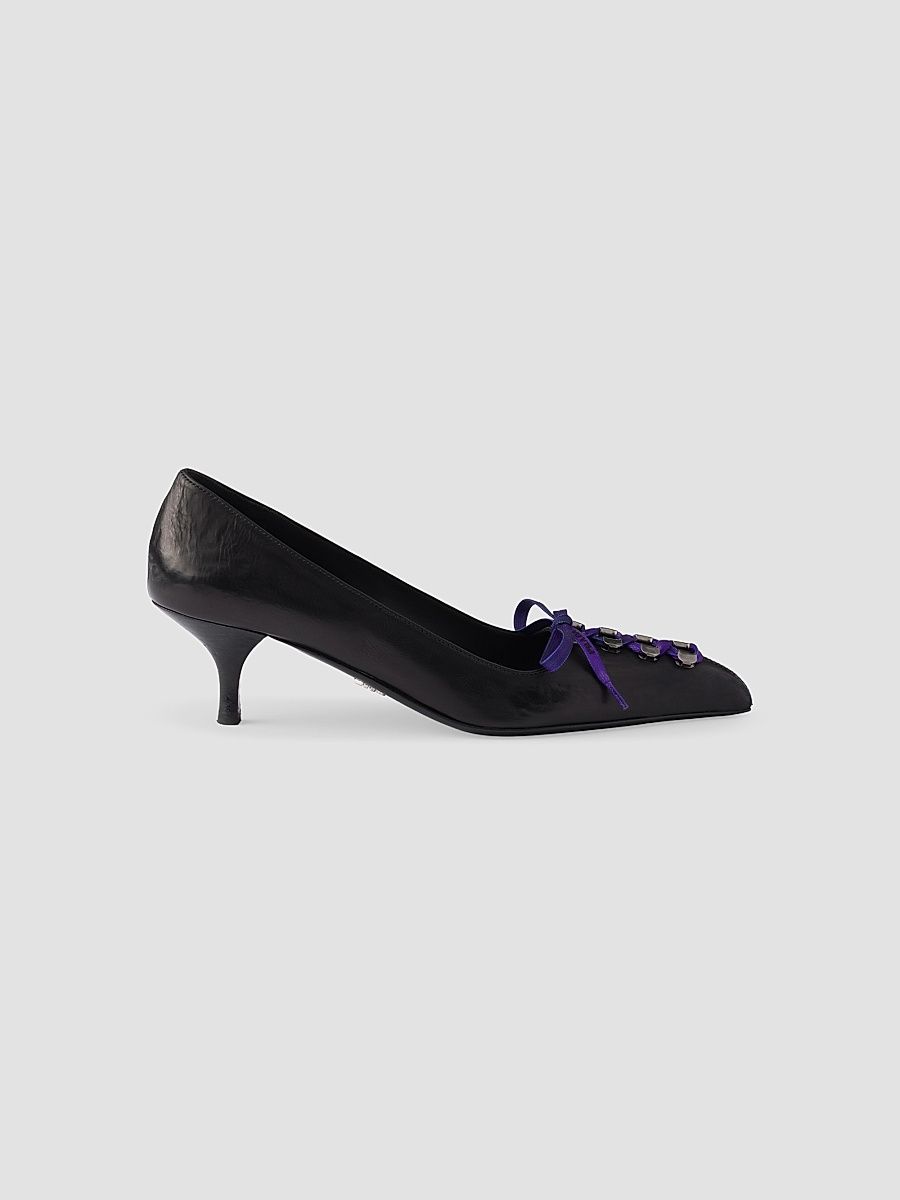 Women's Antiqued Leather Pumps - Black - Size 6.5