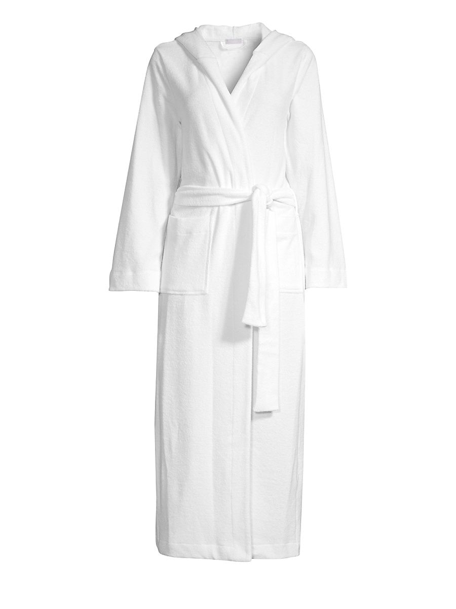 Women's Robe Selection Hooded Long Plush Robe - White - Size XL