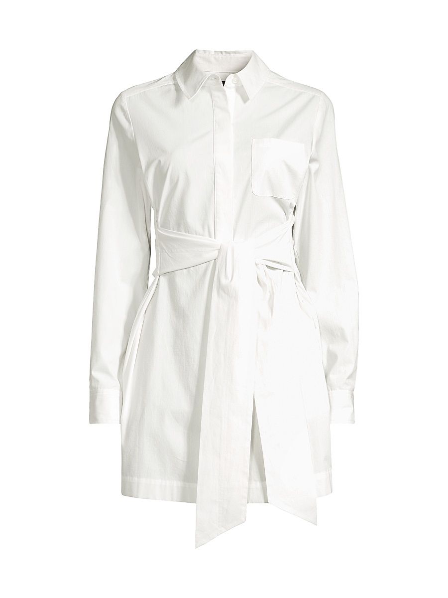 Women's Cotton Poplin Tie-Front Shirtdress - Optic - Size XL