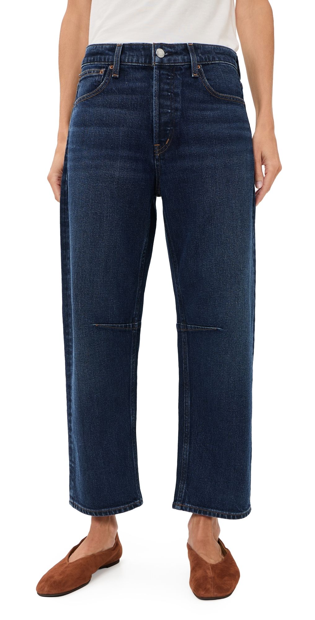 Madewell Darted Petite Barrel Jeans Midnight Stone Wash 32