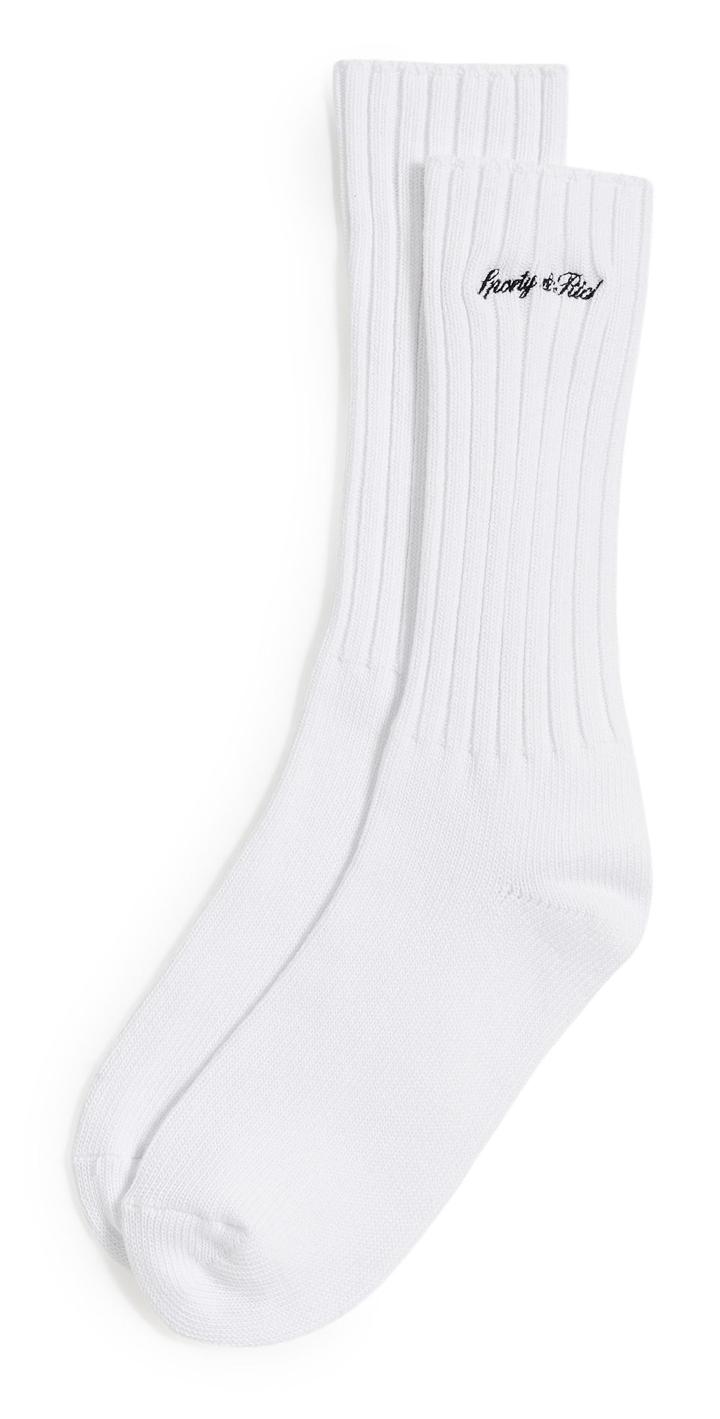 Sporty & Rich Signature Logo Rib Socks White Navy One Size