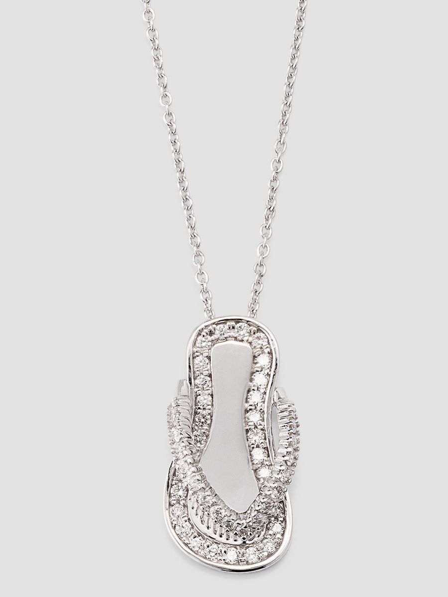 Roberto Coin Women's 18K White Gold & 0.22 TCW Diamond Flip-Flop Pendant Necklace - White Gold