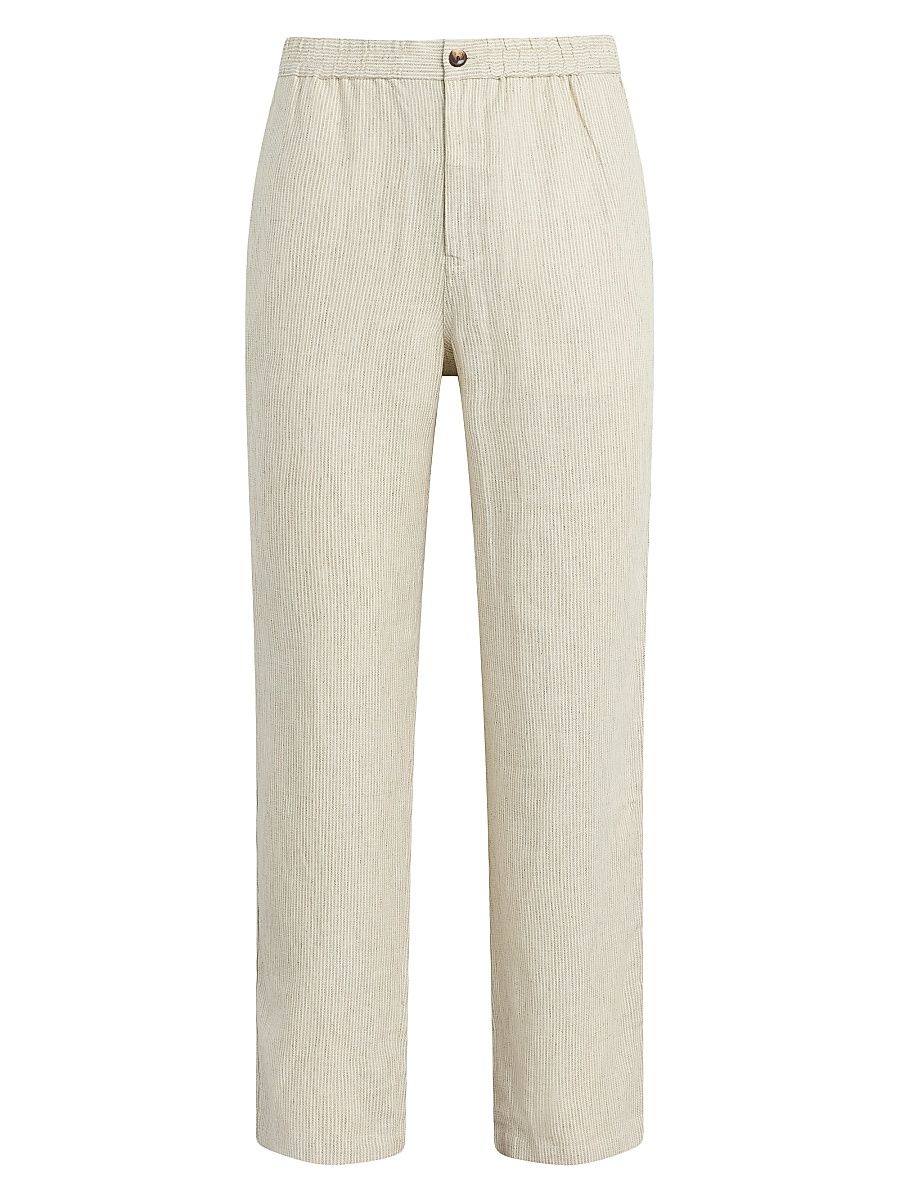 Men's Clarkson Linen Striped Pants - Flax Stripe - Size Small